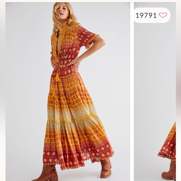 Short sleeve black maxi with floral design - Picture 1 of 2